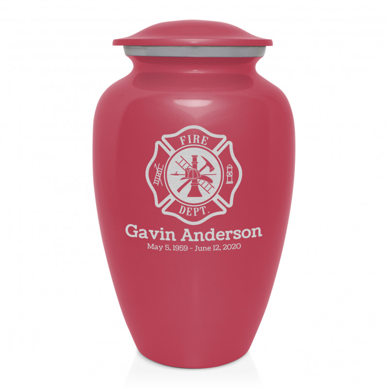 Firefighter Cremation Urn - Rose Pink