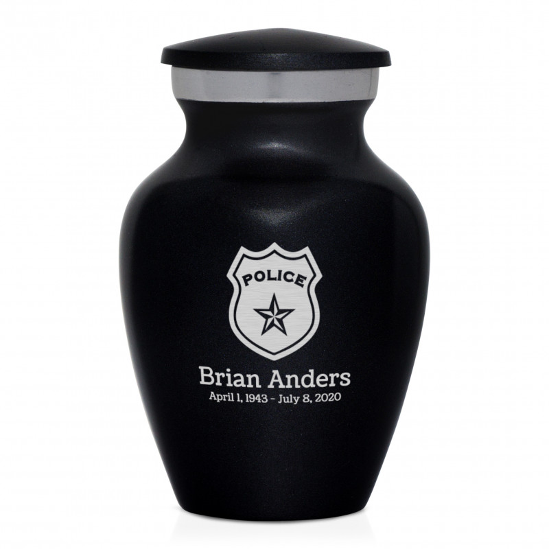 Police Keepsake Urn - Jet Black