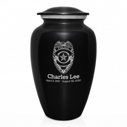 Police Cremation Urn - Jet Black