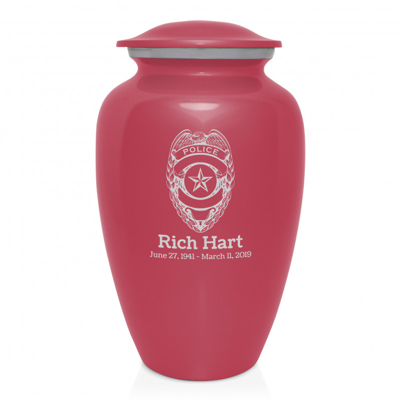 Police Cremation Urn - Rose Pink