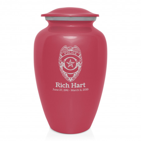 Police Cremation Urn - Rose Pink