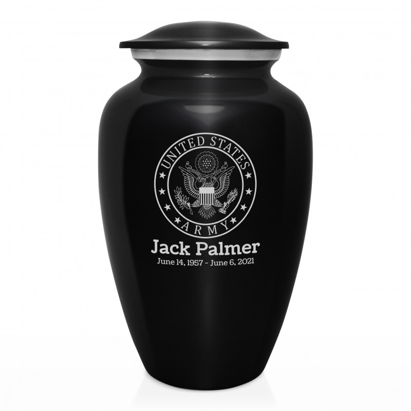 Army Cremation Urn - Jet Black
