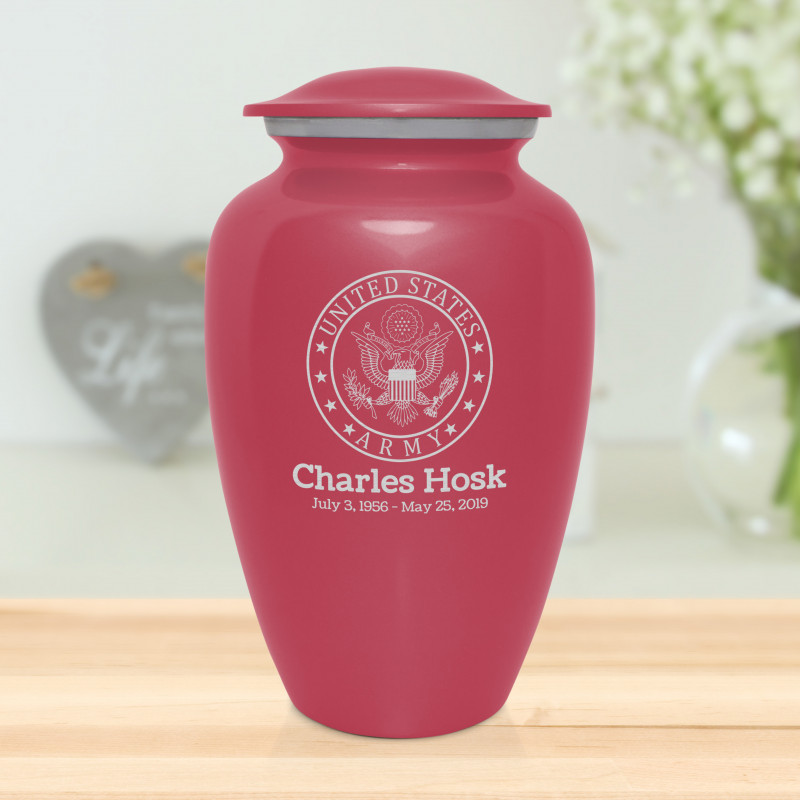 Army Cremation Urn - Rose Pink