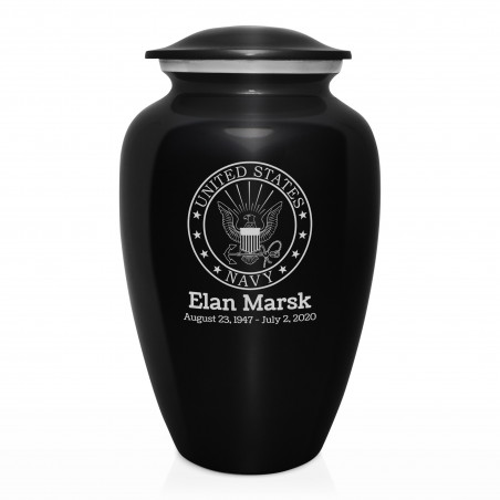 Navy Cremation Urn - Jet Black