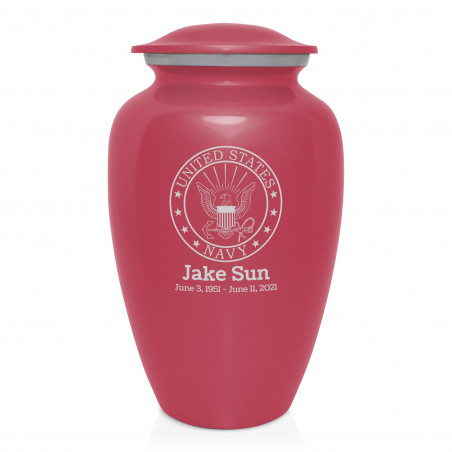 Navy Cremation Urn - Rose Pink