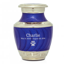 Paw Print Pet Keepsake Urn - Royal Blue