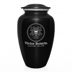 Coast Guard Cremation Urn - Jet Black