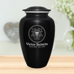 Coast Guard Cremation Urn - Jet Black