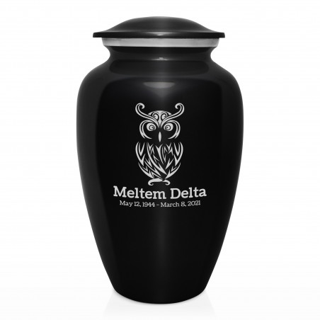 Owl Cremation Urn - Jet Black