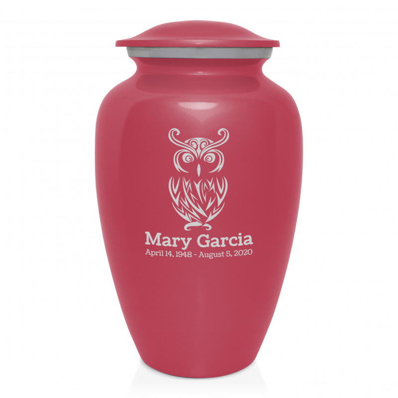 Owl Cremation Urn - Rose Pink