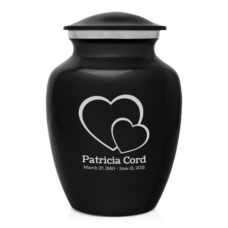 Loving Hearts Sharing Urn - Jet Black