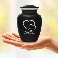 Loving Hearts Sharing Urn - Jet Black
