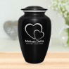 Loving Hearts Cremation Urn - Jet Black