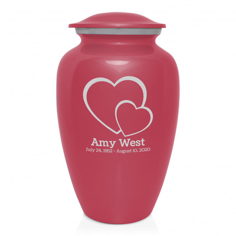 Loving Hearts Cremation Urn - Rose Pink