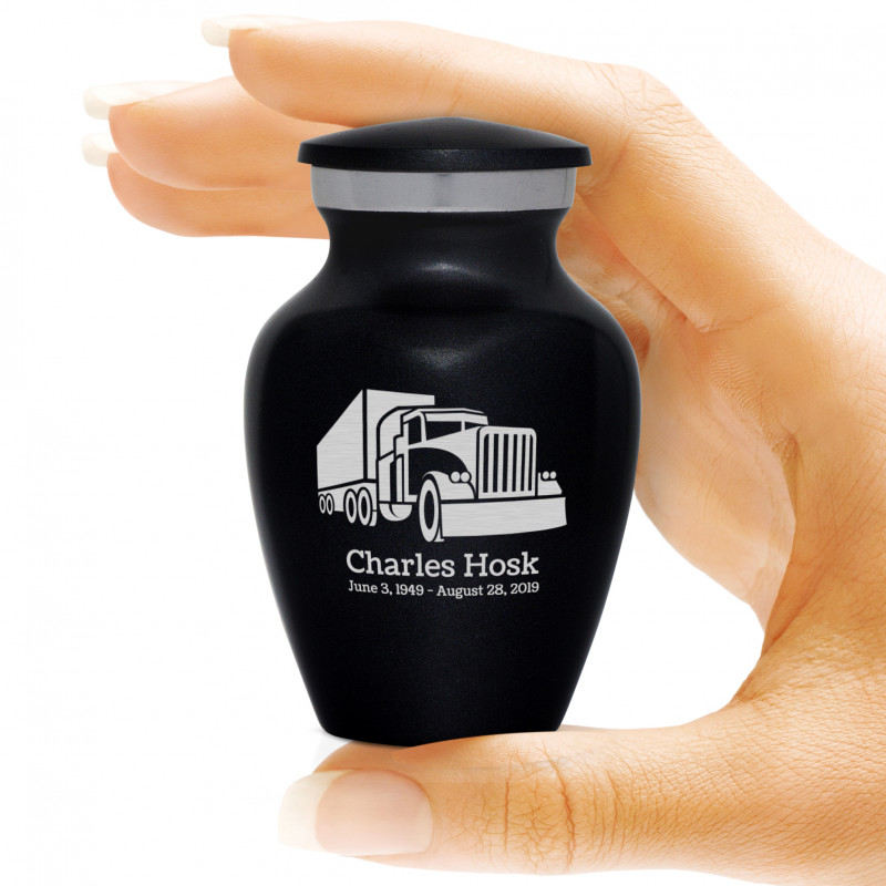 Semi Truck Keepsake Urn - Jet Black