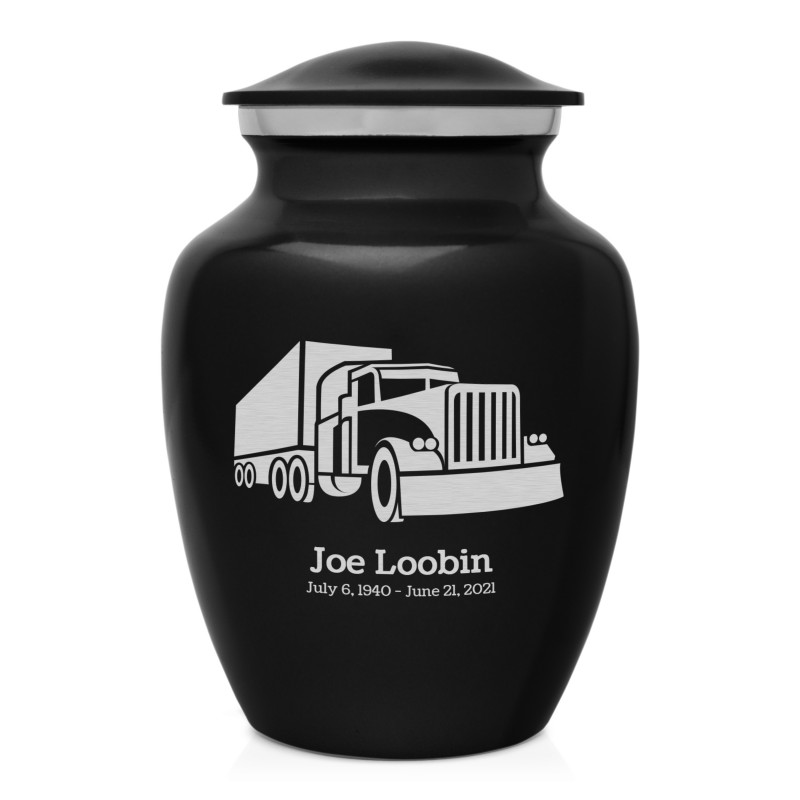 Semi Truck Sharing Urn - Jet Black
