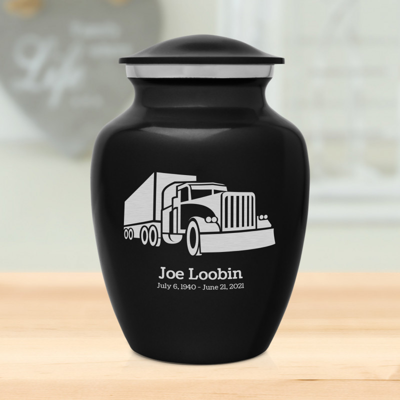 Semi Truck Sharing Urn - Jet Black