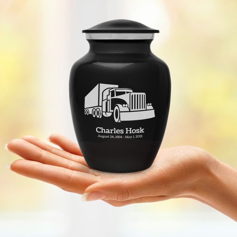 Semi Truck Sharing Urn - Jet Black