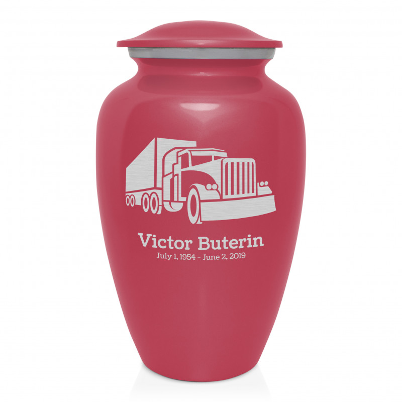 Semi Truck Cremation Urn - Rose Pink