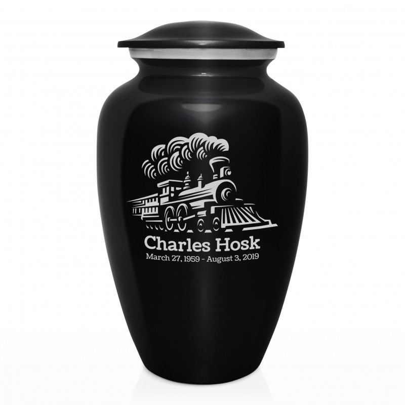 Train Cremation Urn - Jet Black