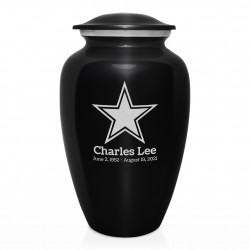 Dallas Star Cremation Urn - Jet Black