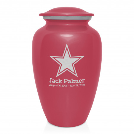 Dallas Star Cremation Urn - Rose Pink