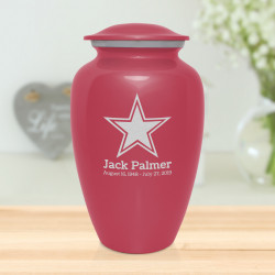 Dallas Star Cremation Urn - Rose Pink