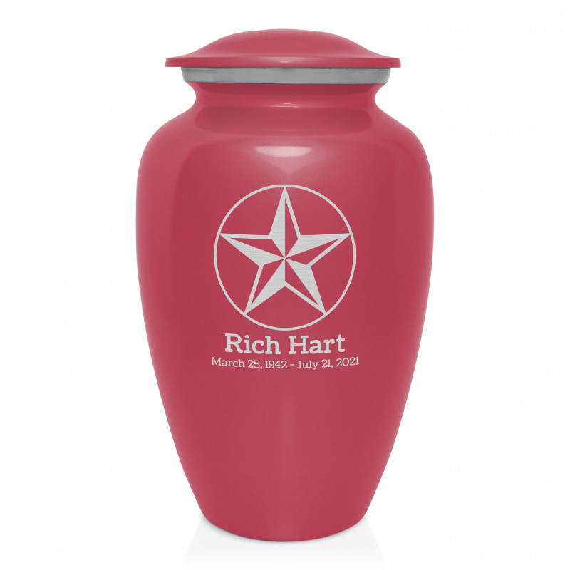 Texas Star Cremation Urn - Rose Pink