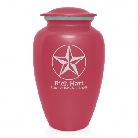 Texas Star Cremation Urn - Rose Pink