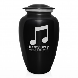 Music Note Cremation Urn - Jet Black