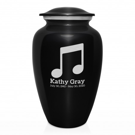 Music Note Cremation Urn - Jet Black