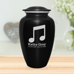 Music Note Cremation Urn - Jet Black