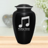 Music Note Cremation Urn - Jet Black