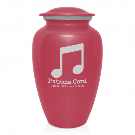 Music Note Cremation Urn - Rose Pink