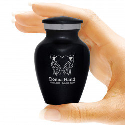 Angel Heart Keepsake Urn - Jet Black
