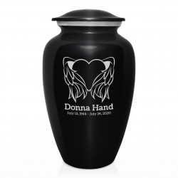Angel Heart Cremation Urn - Jet Black