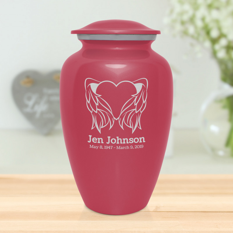 Angel Heart Cremation Urn - Rose Pink