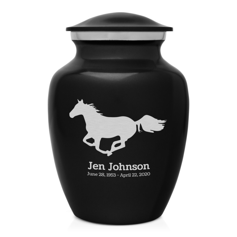 Horse Sharing Urn - Jet Black