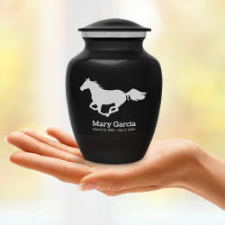 Horse Sharing Urn - Jet Black