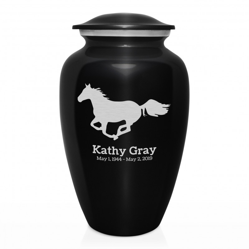 Horse Cremation Urn - Jet Black