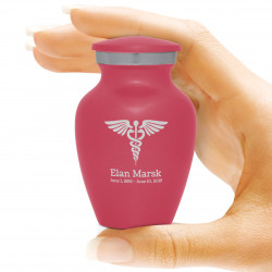 Caduceus Keepsake Urn - Rose Pink