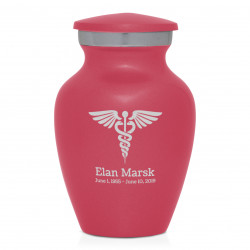 Caduceus Keepsake Urn - Rose Pink