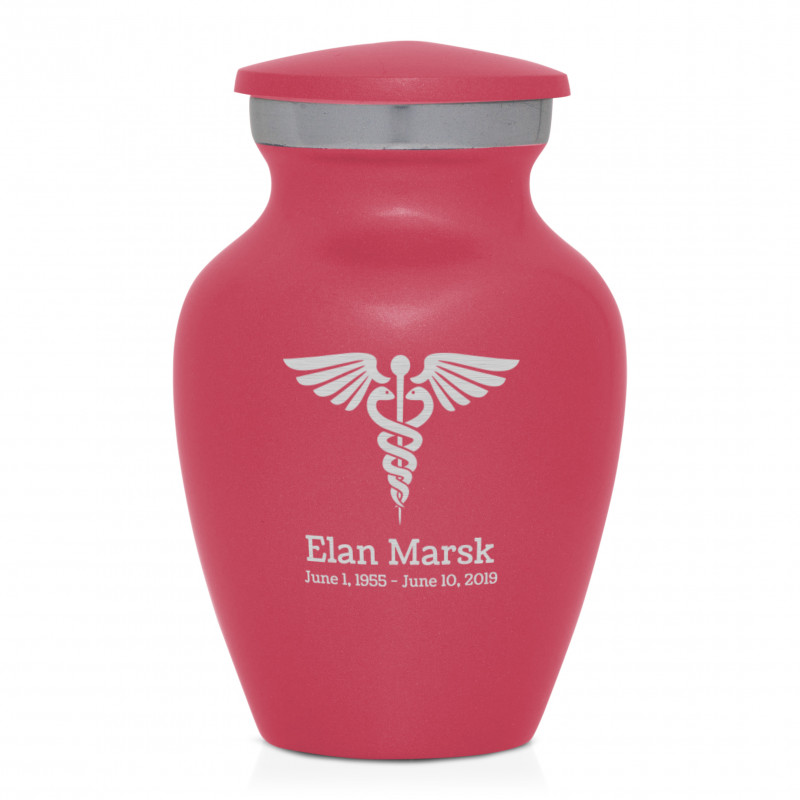 Caduceus Keepsake Urn - Rose Pink