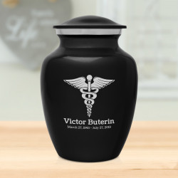 Caduceus Sharing Urn - Jet Black