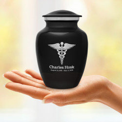 Caduceus Sharing Urn - Jet Black