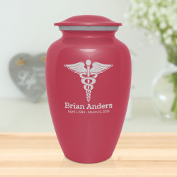 Caduceus Cremation Urn - Rose Pink
