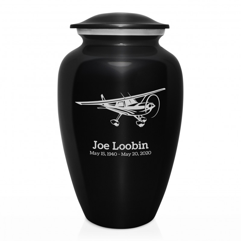 Airplane Cremation Urn - Jet Black
