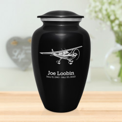 Airplane Cremation Urn - Jet Black