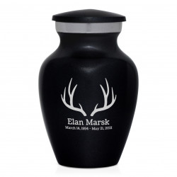 Antlers Keepsake Urn - Jet Black