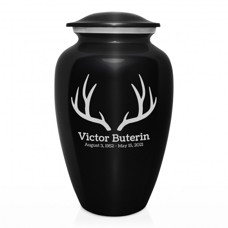 Antlers Cremation Urn - Jet Black